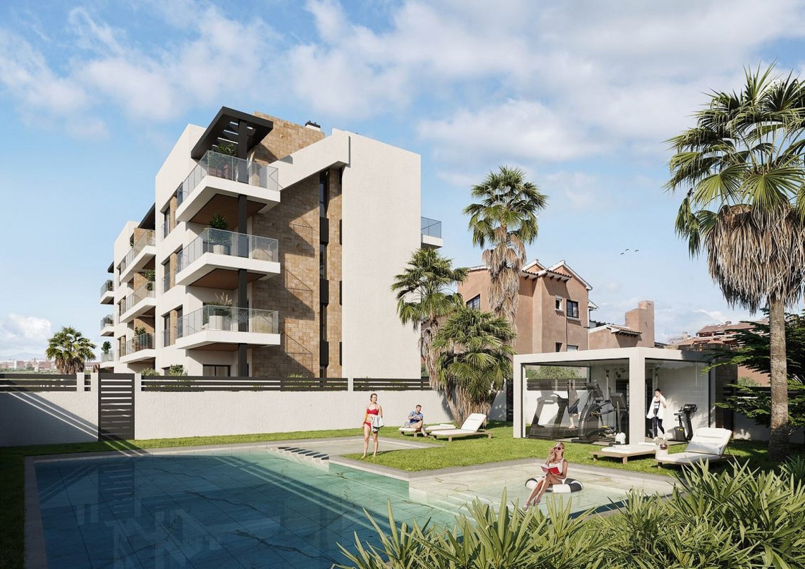 Elegantes Gartenapartment mit beheiztem Pool und Privatparkplatz