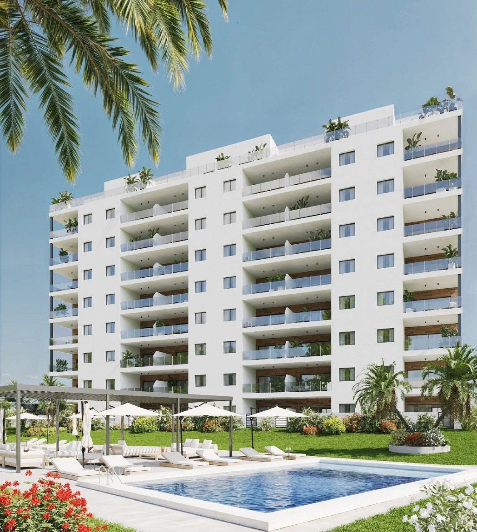 Moderne Terrassenwohnung mit Pool und Stellplatz