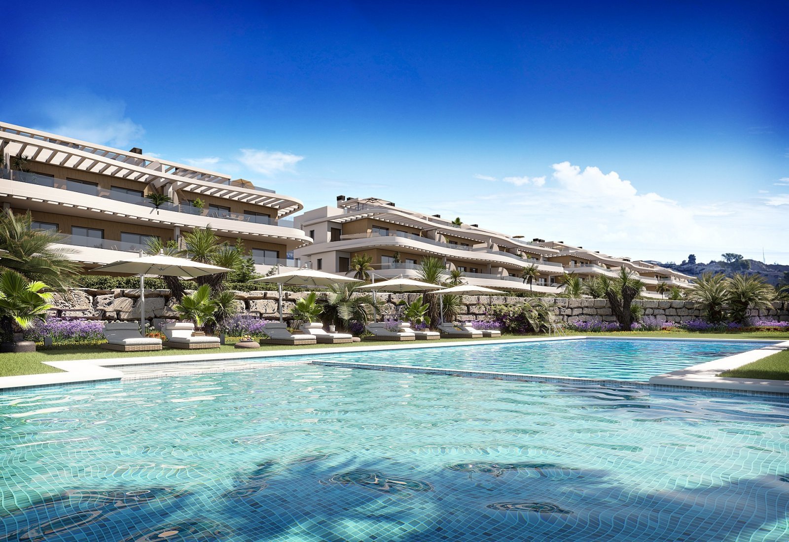 Stilvolles Wohnen mit Pool, Fitness & Meerblick