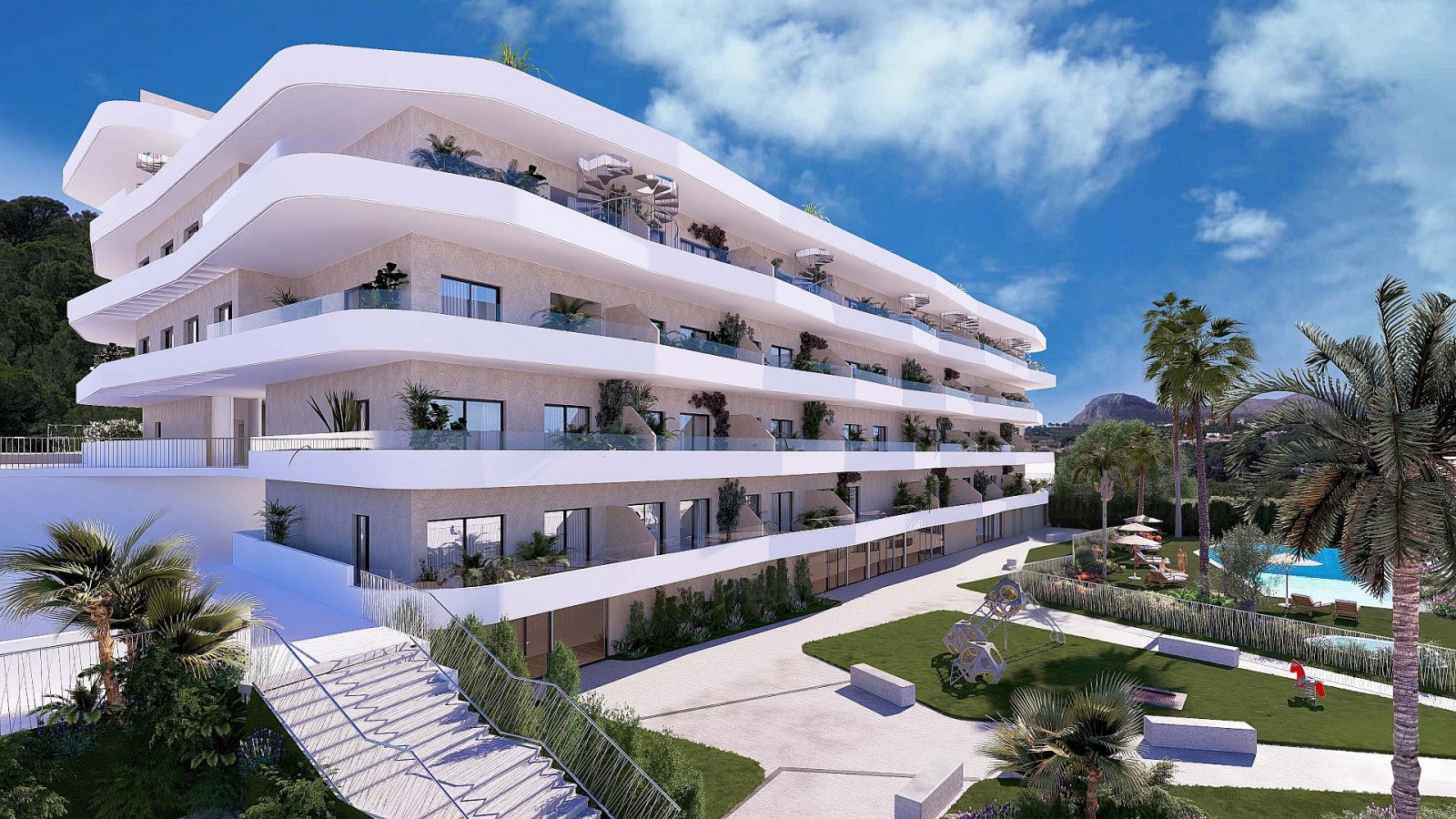 La Nucia: Moderne 2-Zimmer-Apartments mit Solarium, Pool & Tiefgarage 