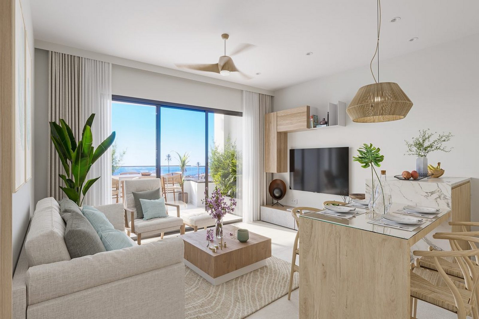 Mediterrane Familienwohnung mit Terrasse und Pool