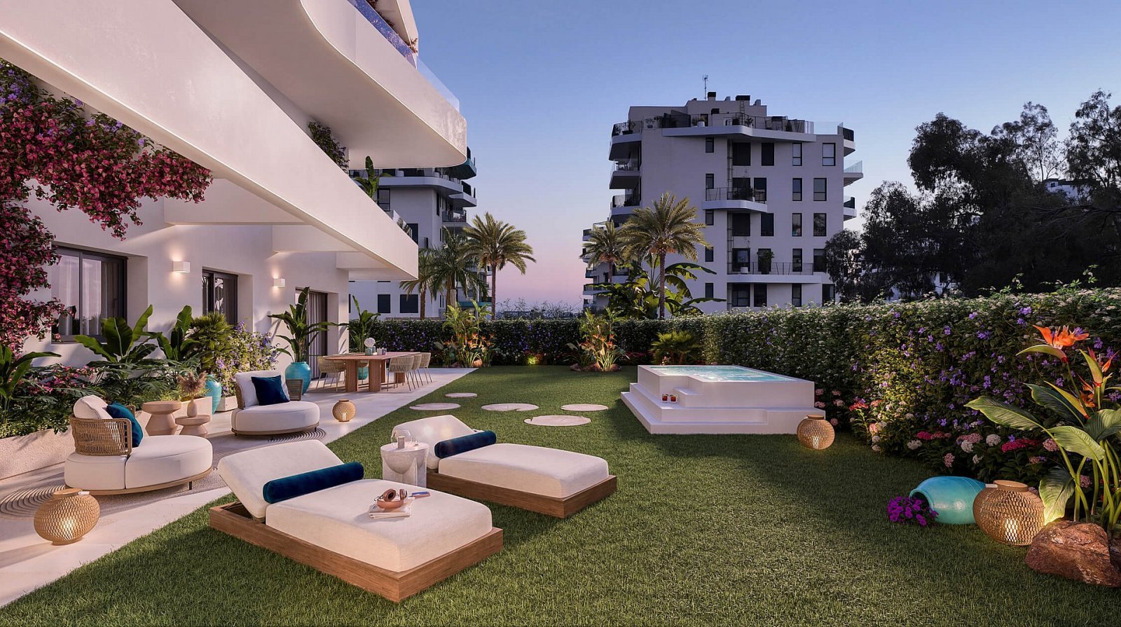 Exklusives Apartment mit Garten, 1 Schlafzimmer und beheiztem Pool