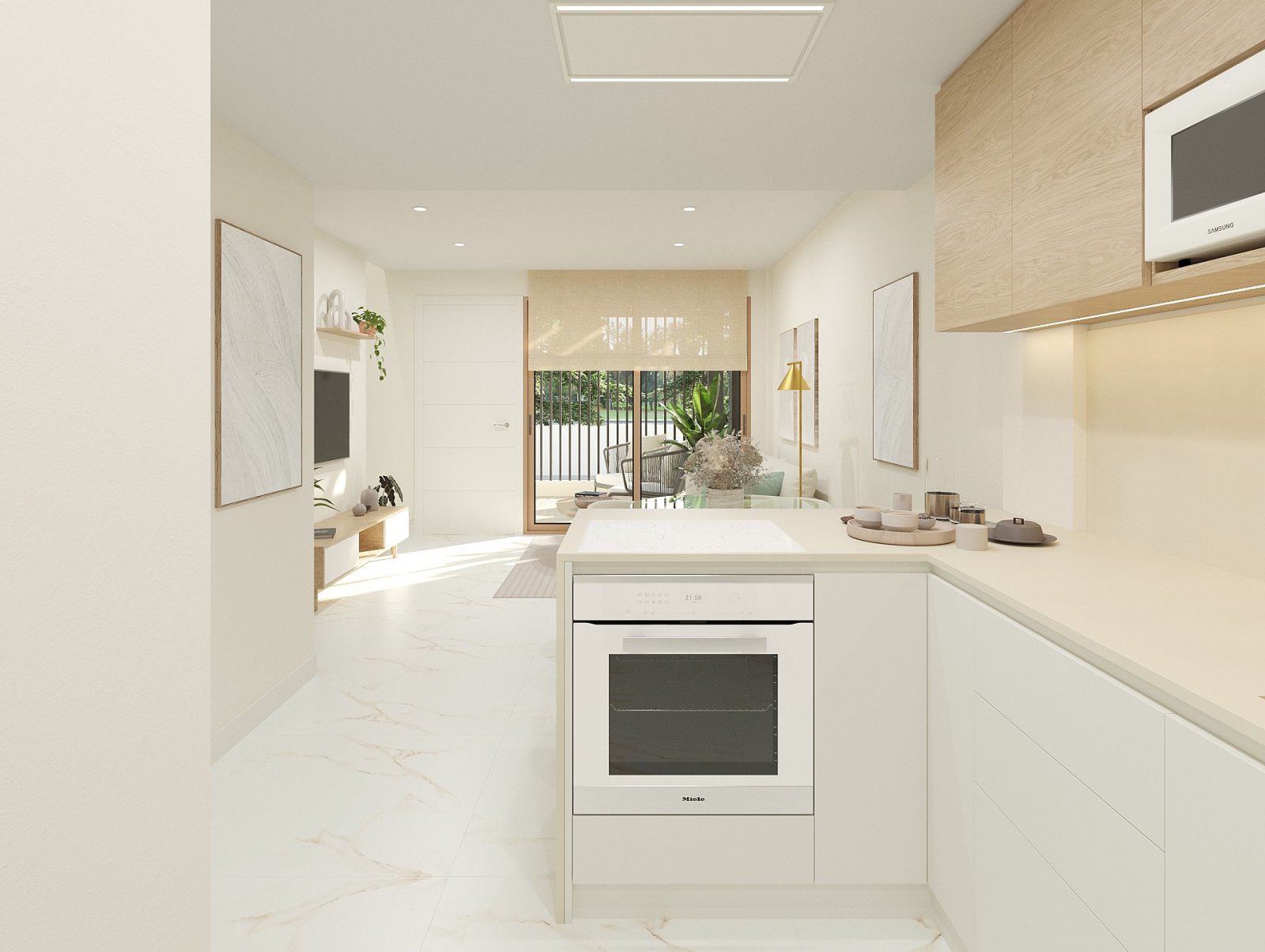Modernes Zuhause mit Pool und Parkplatz