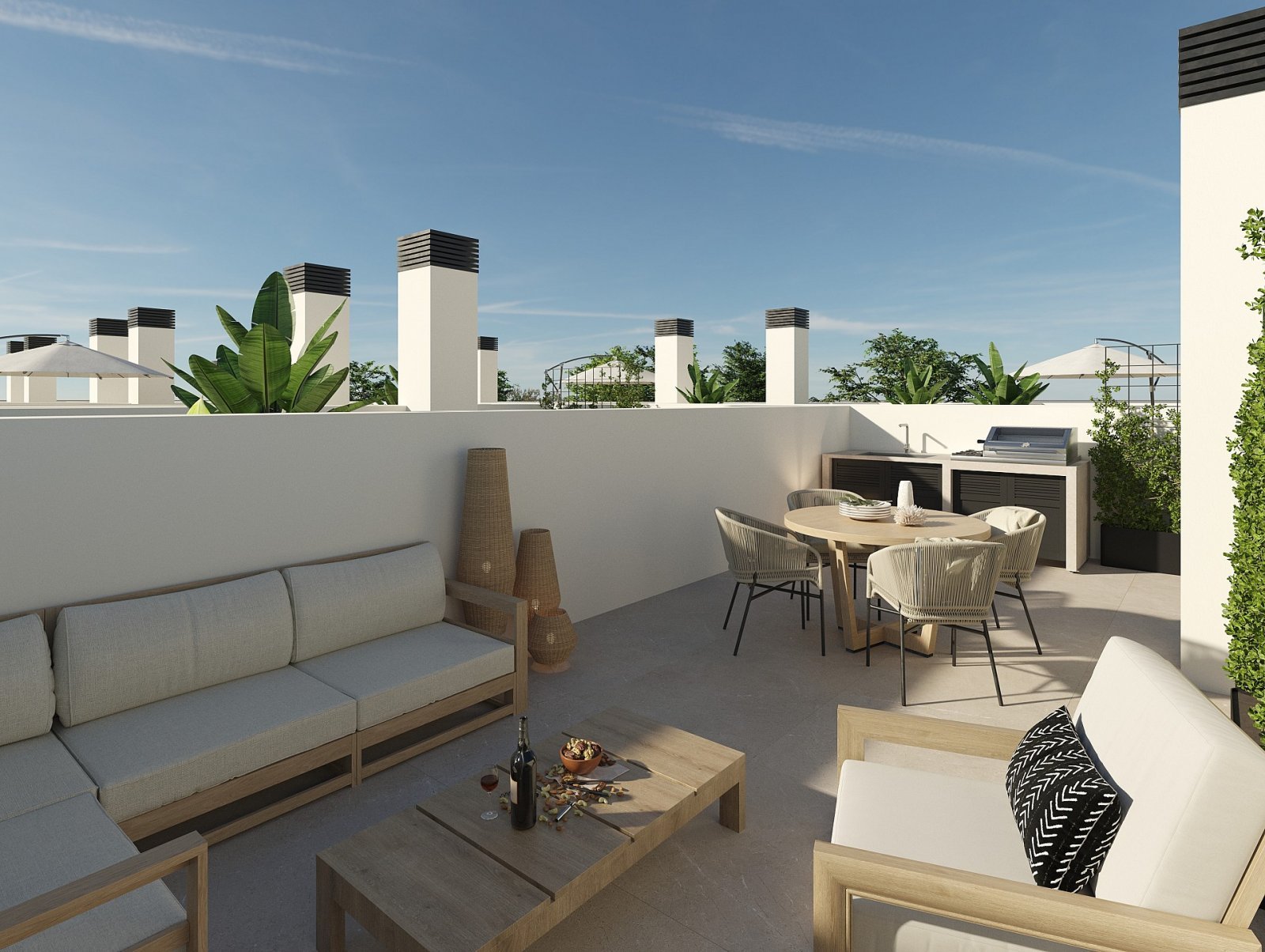 Modernes Zuhause mit Pool und Parkplatz
