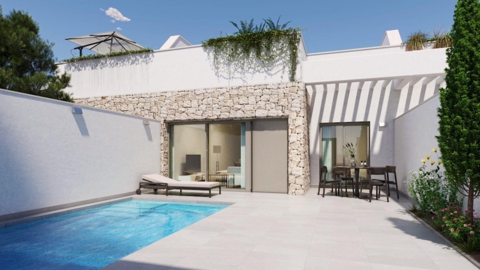 Moderne Reihenhäuser mit Dachterrasse