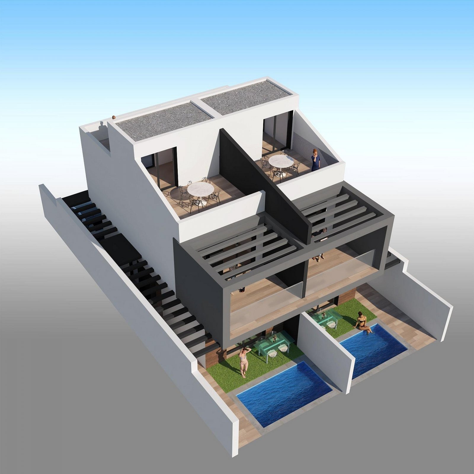 Mediterrane Villa mit Pool und Parkplatz