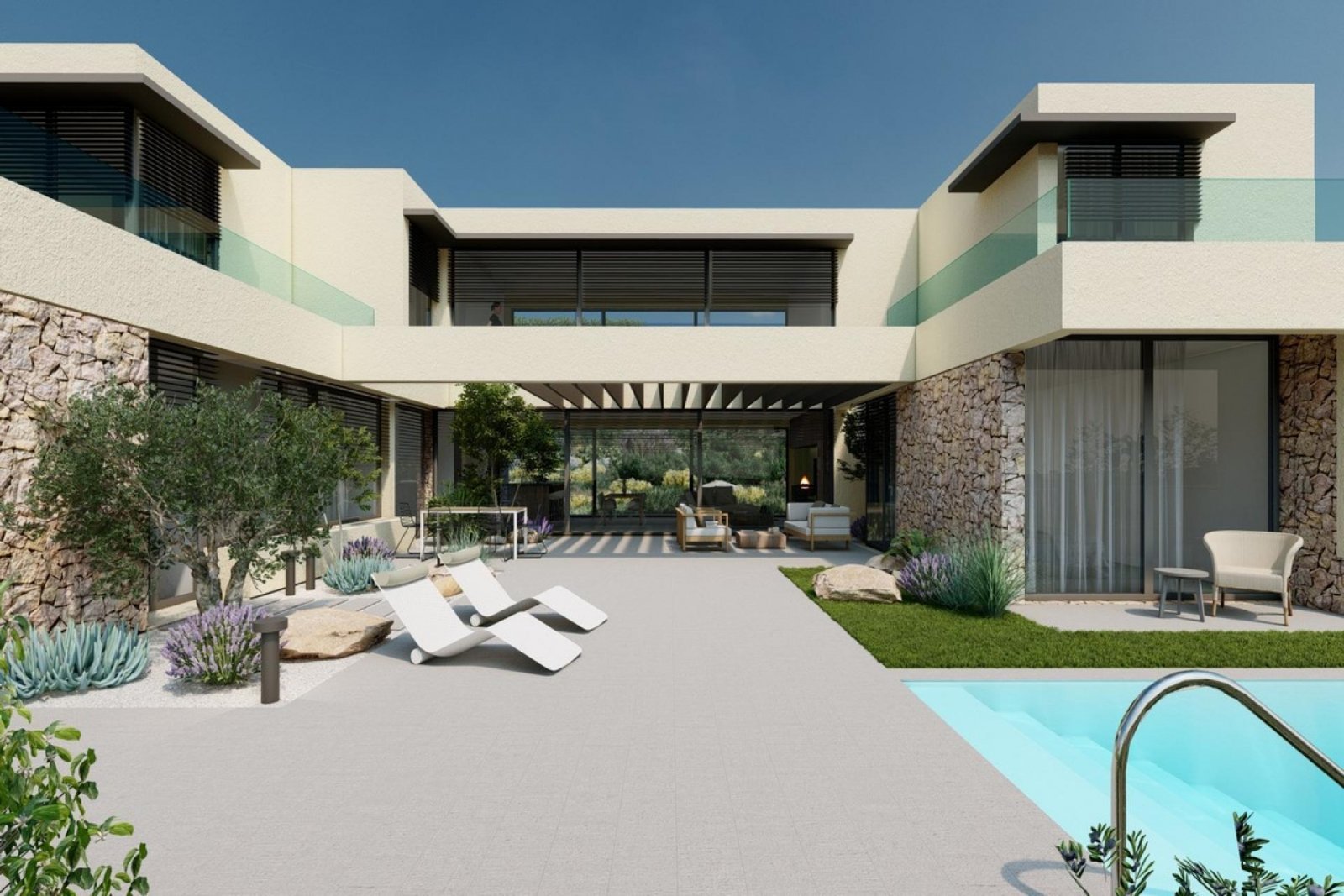 Luxusvilla mit Pool und weitem Blick über den Golfplatz