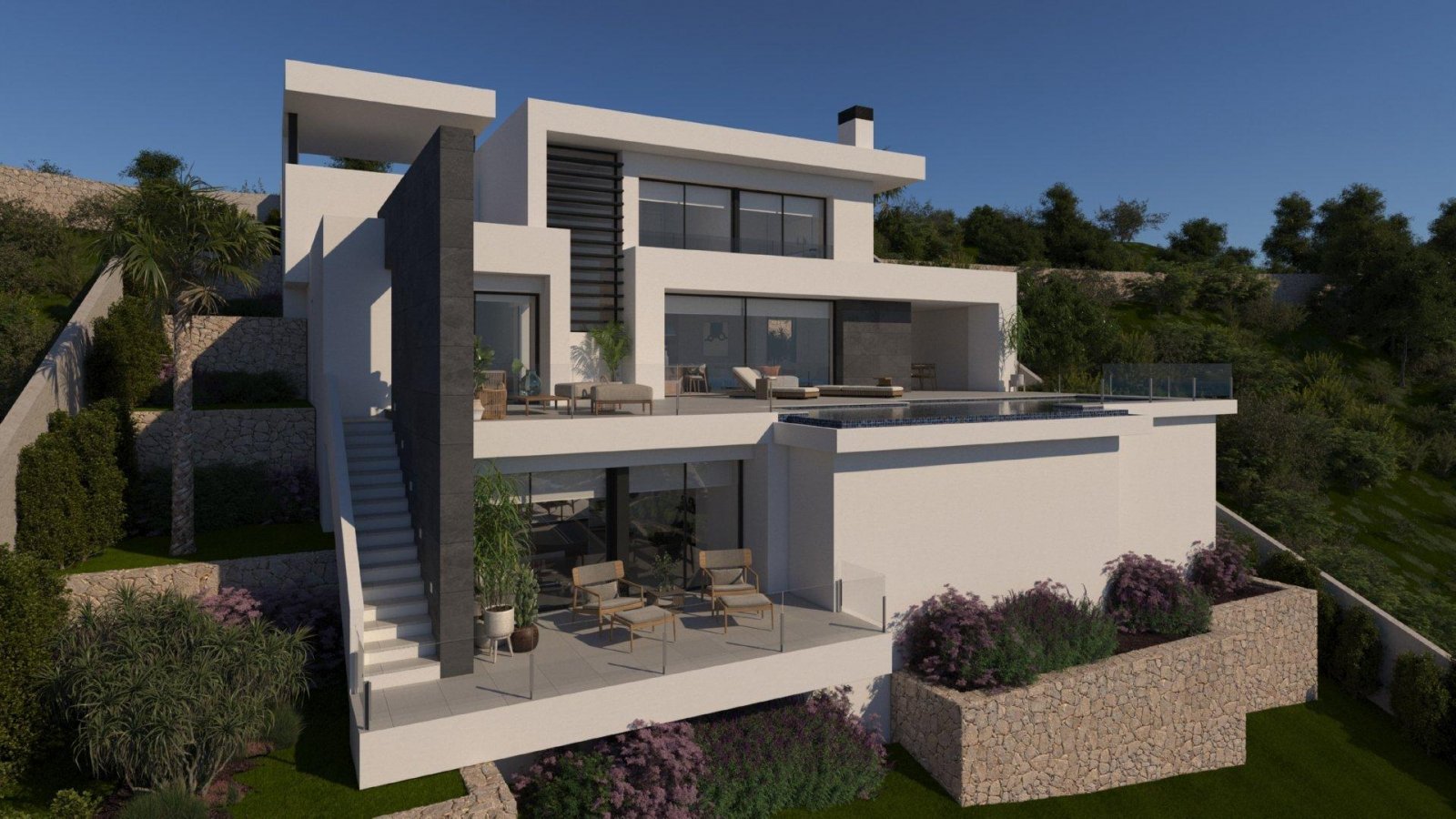 Moderne Designvilla mit Infinity-Pool und Meerblick