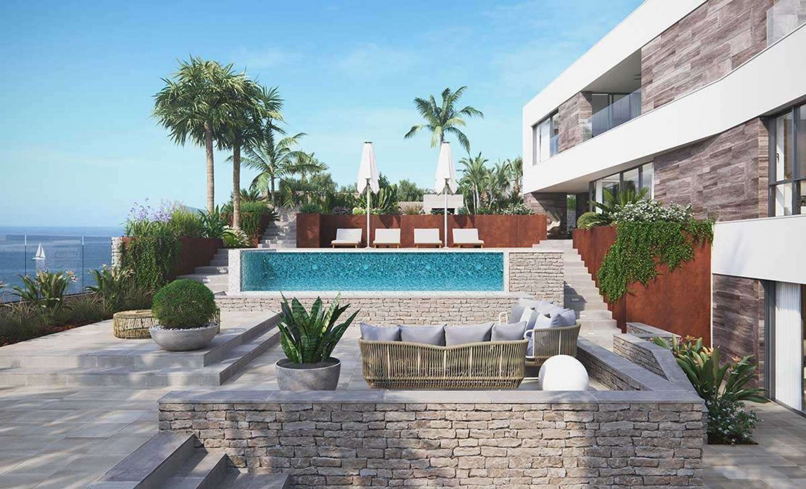 Luxusvilla mit Meerblick nur wenige Schritte vom Strand