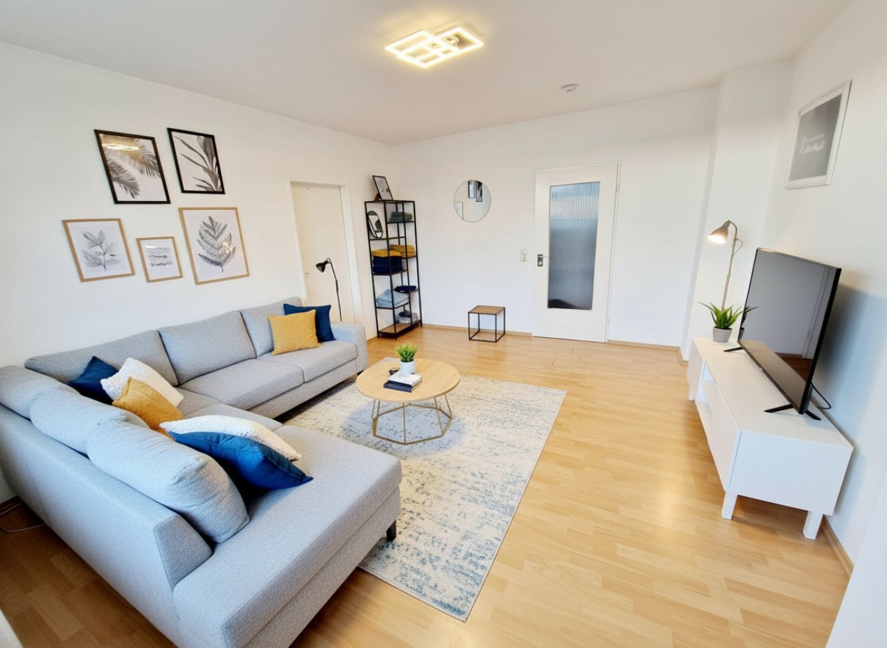 Wohnzimmer (Möblierung KI generiert)